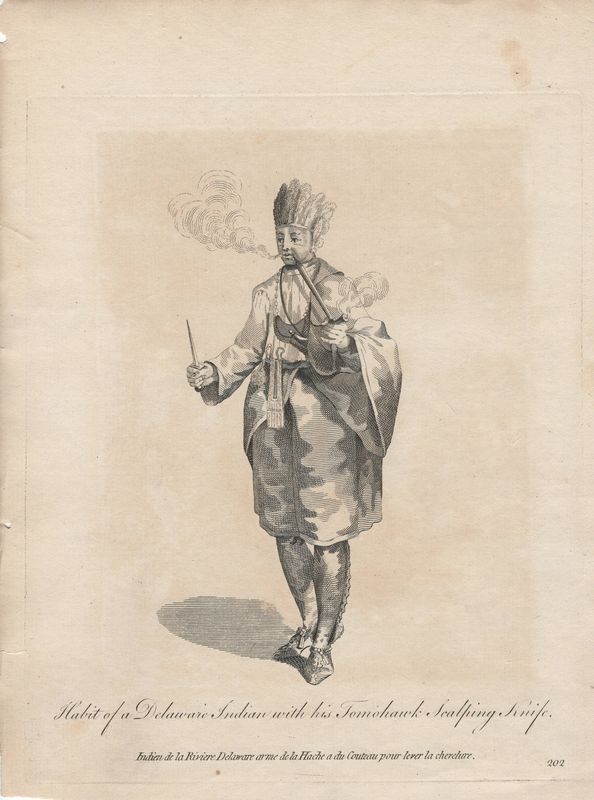 1790 Habit of a Delaware Indian w/ Scalping Knife