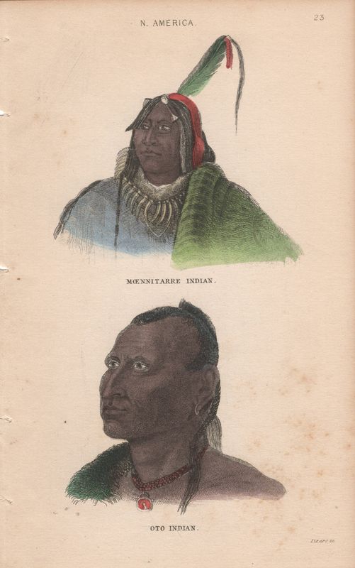 1835 View of an Oto &amp; Moennitarre Indians by Lizars w/ohc