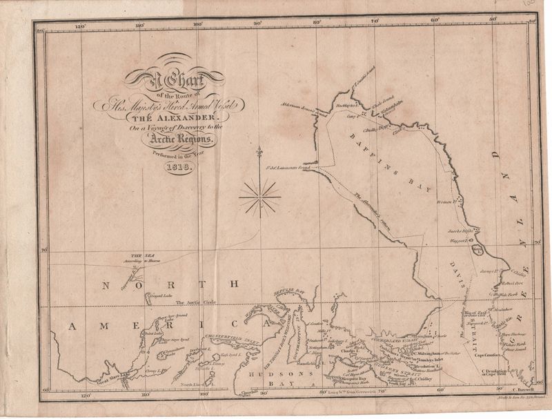 1818 Chart of The Alexander  Voyage to the Arctic Regions by Neele &amp; Son