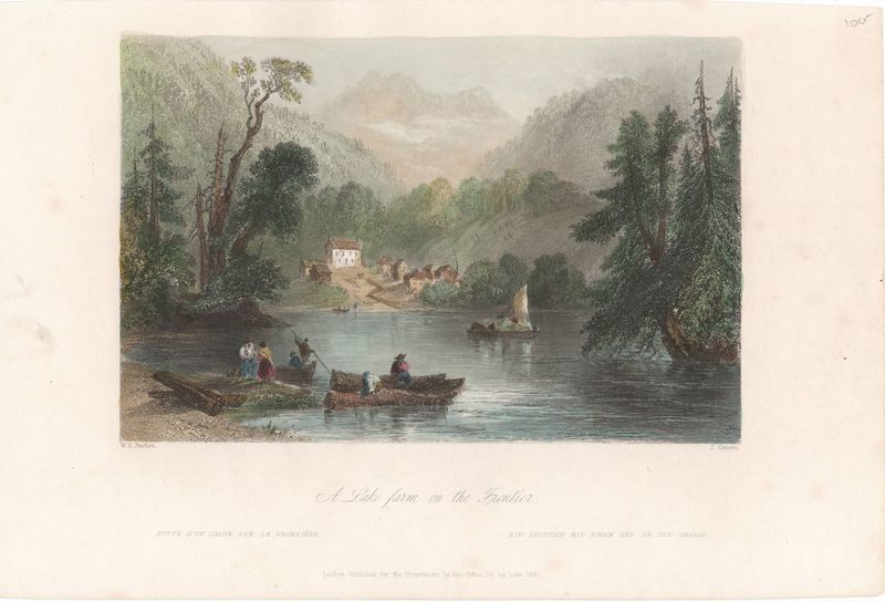 1841 View of a Lake Farm on the Frontier w/hc by Bartlett