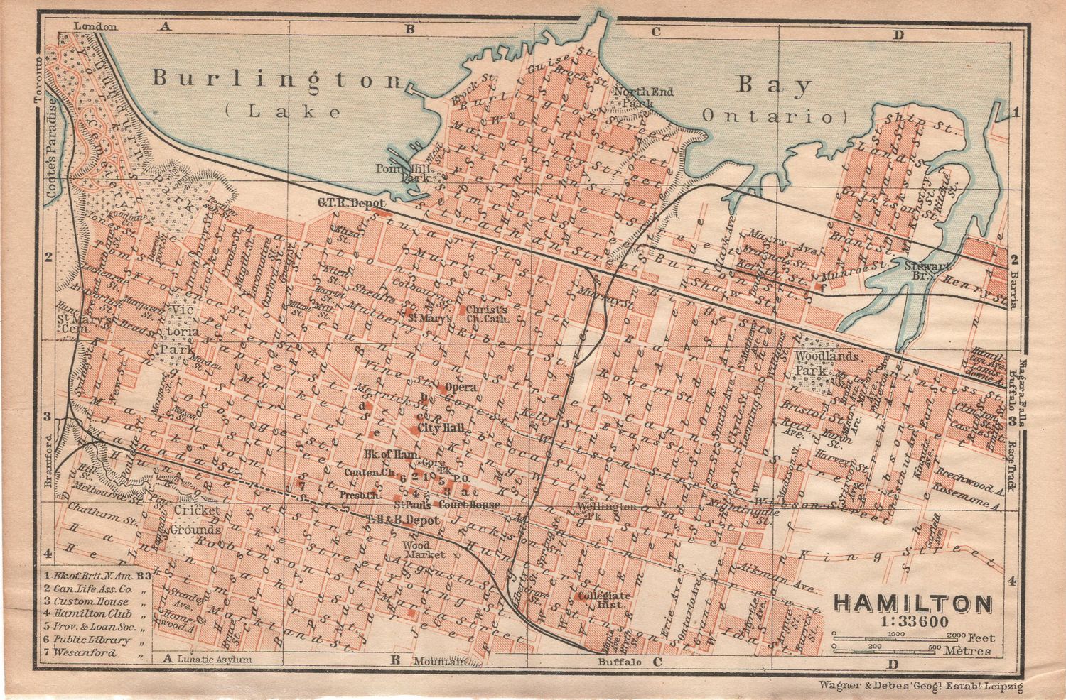1901 Group of Maps (6) on Canadian Cities from a Beadekker's Guide