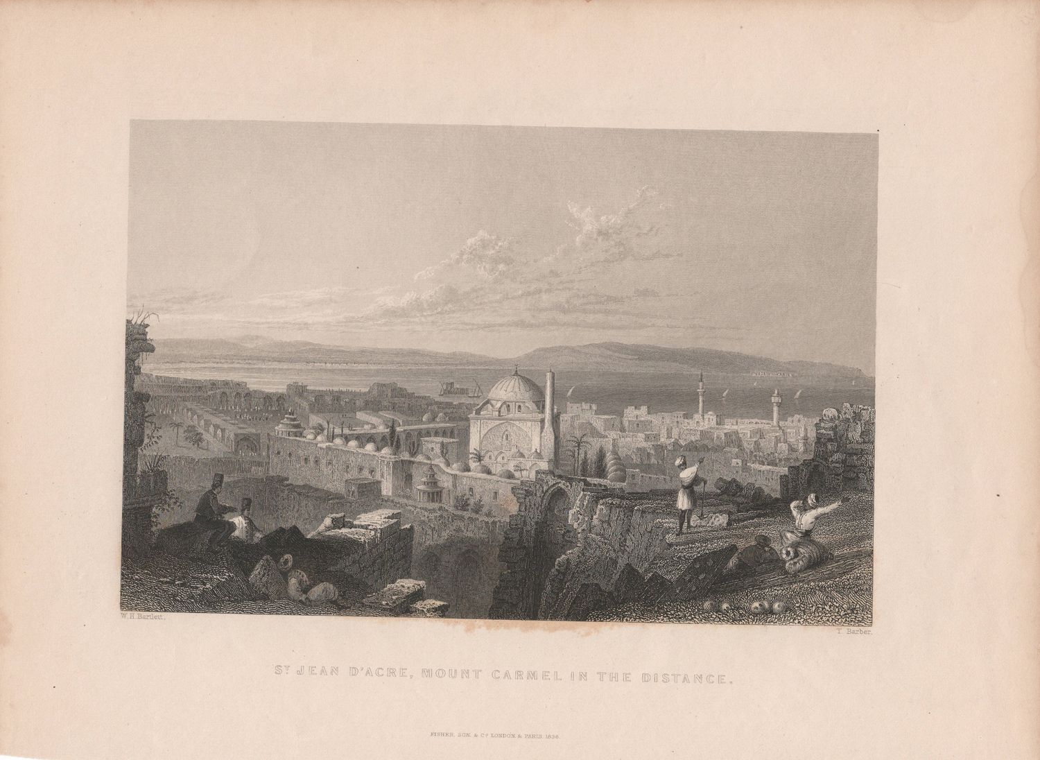1858 View of the City of Arce' (St Jean D'Acre) by Bartlett
