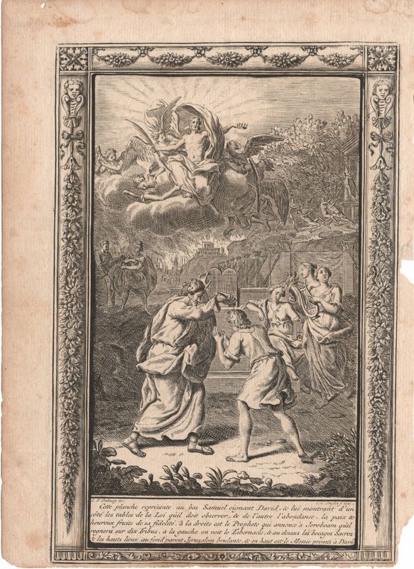 1700 View of Samuel &amp; David from an Illustrated Bible