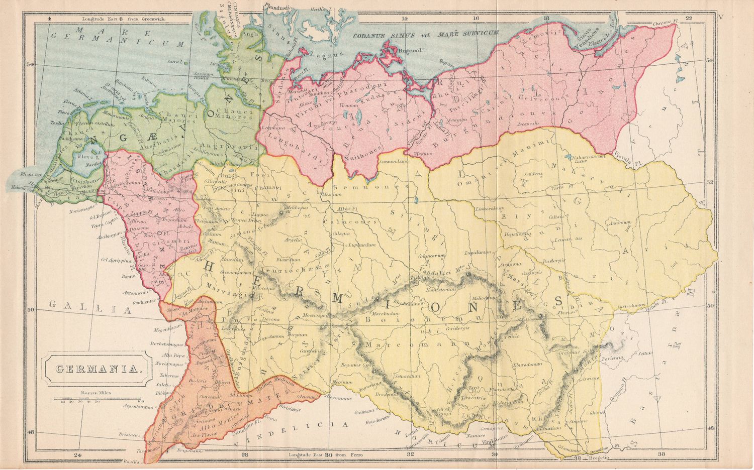 1926 Map of Germania from a Knaurs Welt- Atlas