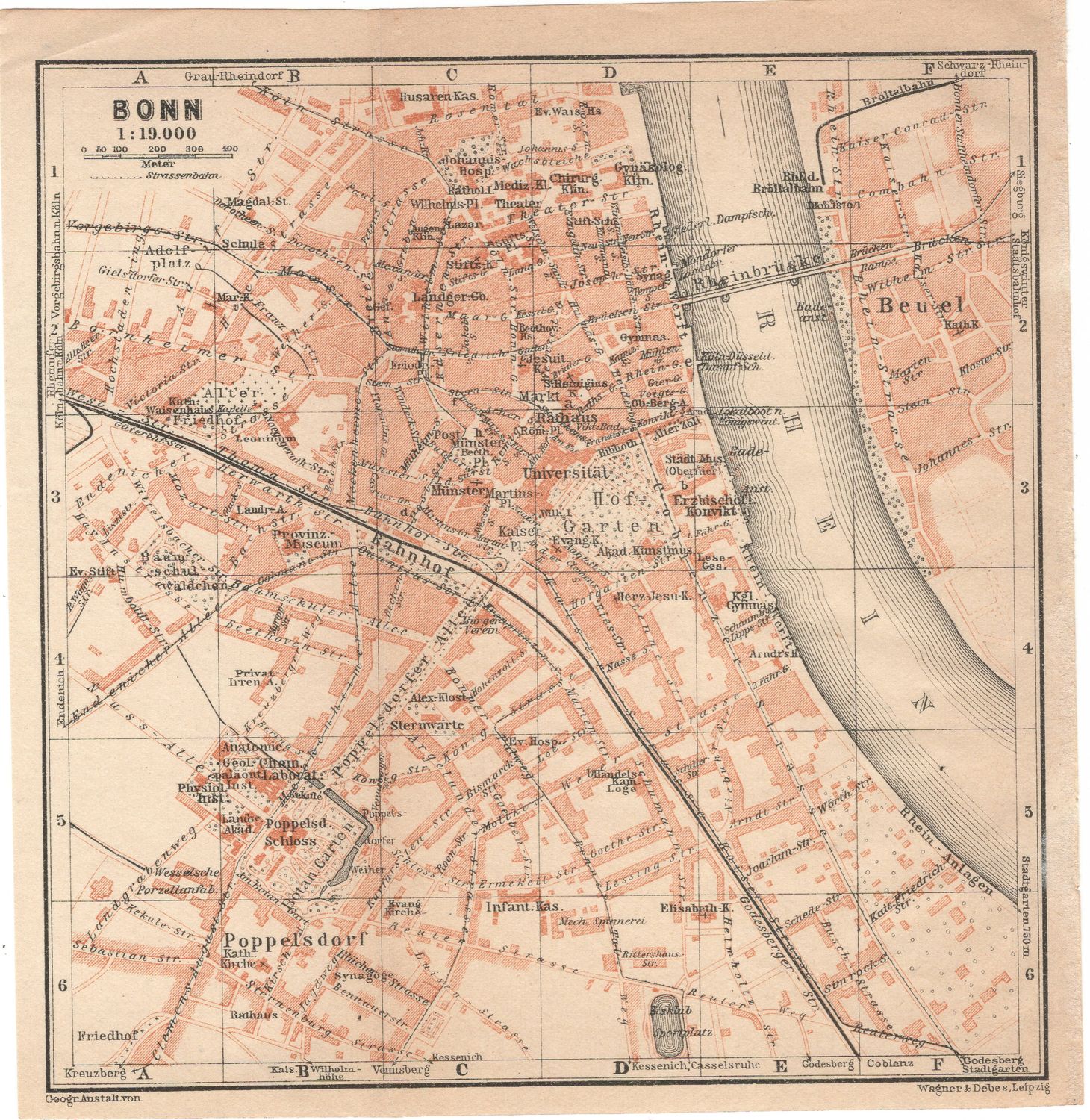 1901 Group of Maps (6) of German Cities from a Beadekker's Guide