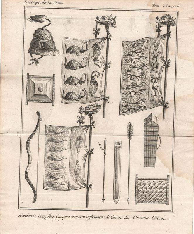 1807 Description of China - View of Ancient Chinese Standards, Flags &amp; Instruments of War