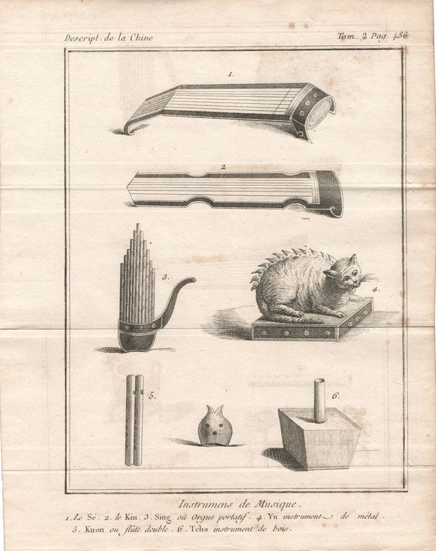 1807 Description of China - View of Musical Instruments w/ Cat