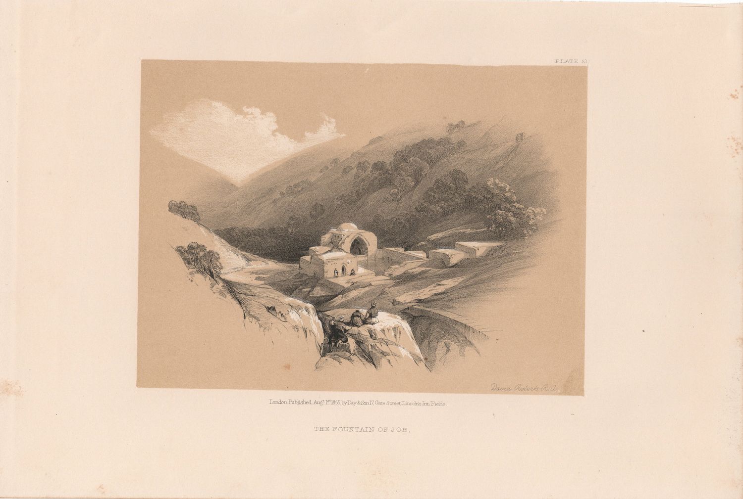 1856 Views of the Holy Land, Egypt &amp; Nubia by David Roberts - Plate #21 The Fountain of Job