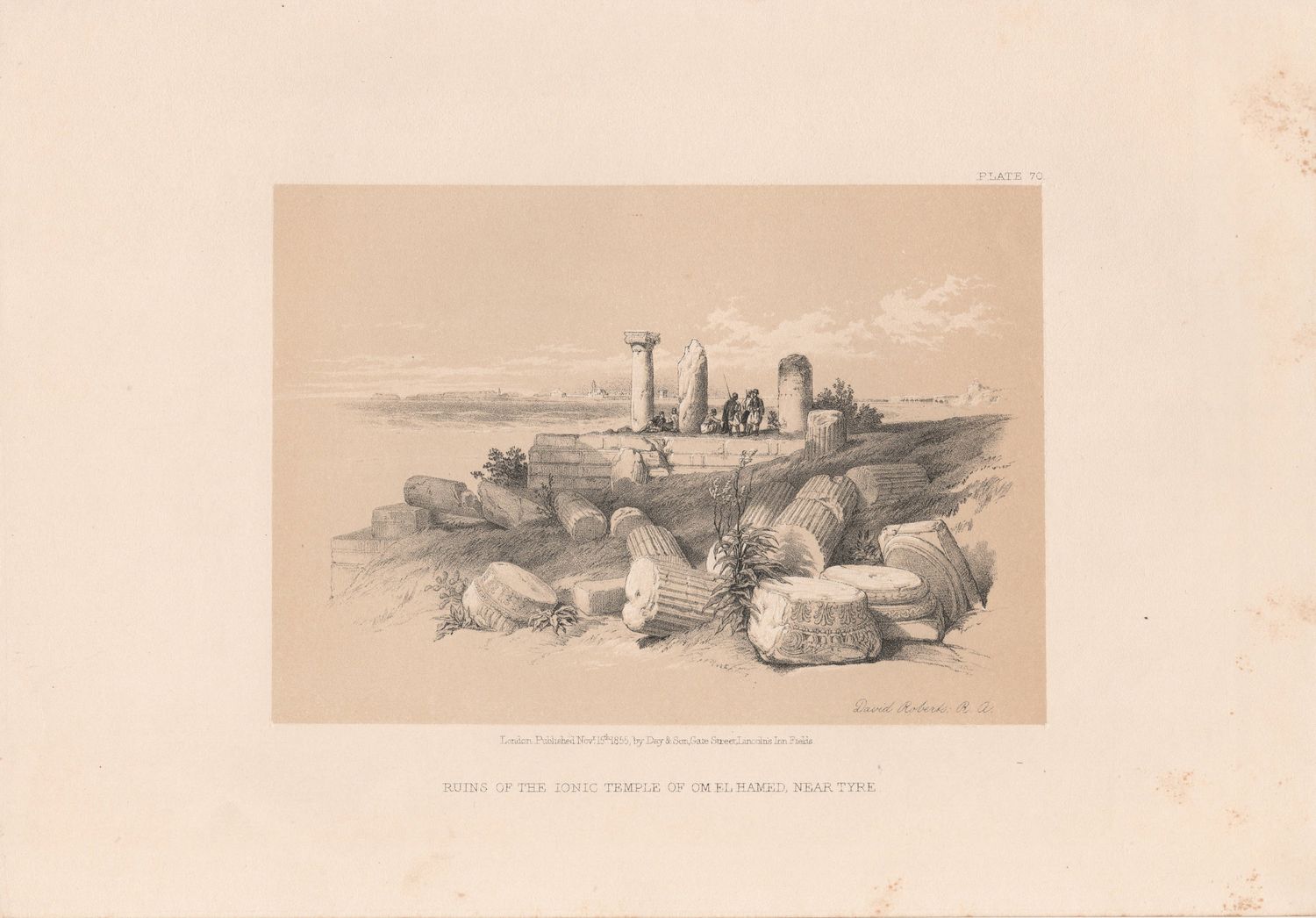 1856 Views of the Holy Land, Egypt &amp; Nubia by David Roberts - Plate #70 Ruins of the Ionic Temple of Om El Hamed