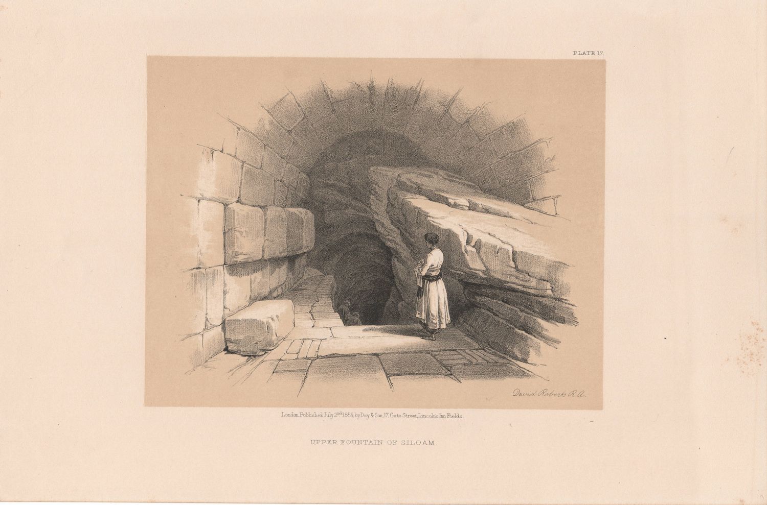 1856 Views of the Holy Land, Egypt &amp; Nubia by David Roberts - Plate #17 Upper Fountain of Siloam