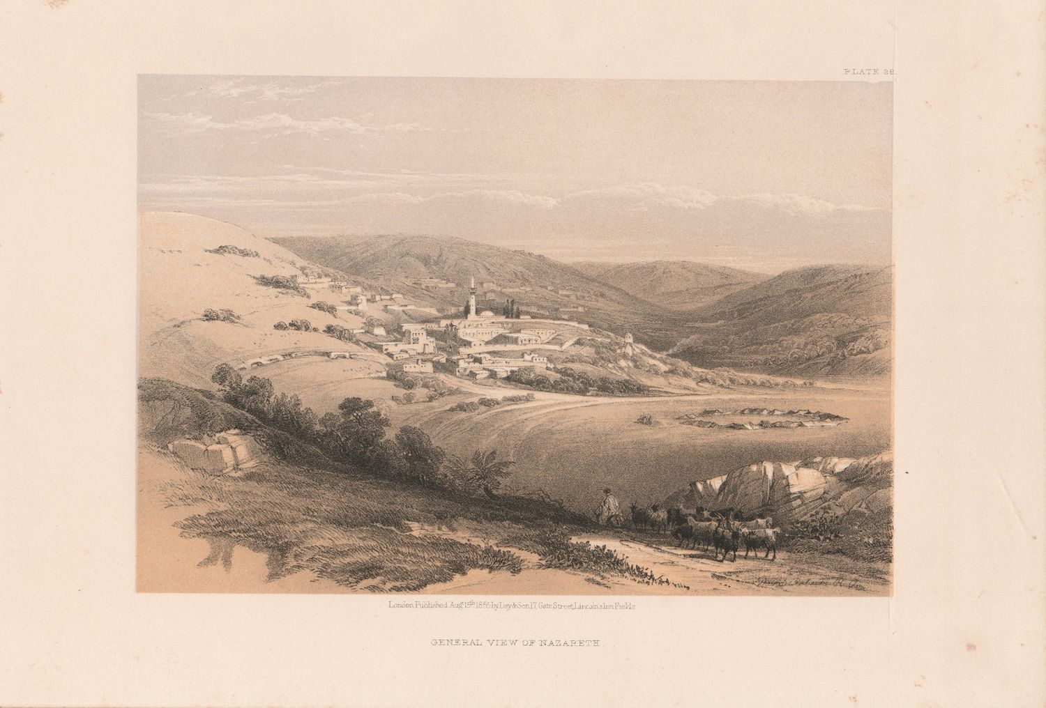 1856 Views of the Holy Land, Egypt &amp; Nubia by David Roberts - Plate #28 General View of Nazareth