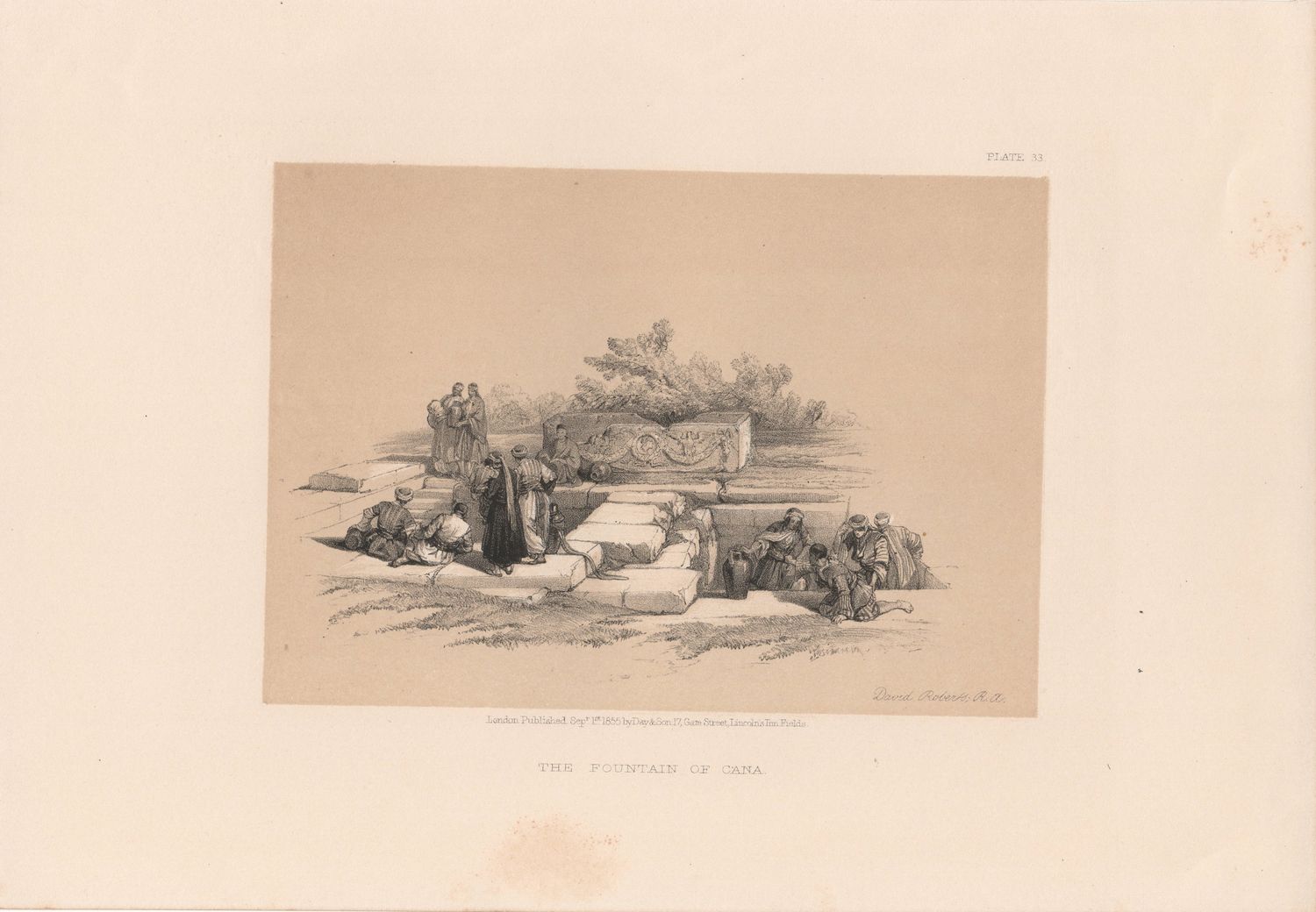 1856 Views of the Holy Land, Egypt &amp; Nubia by David Roberts - Plate #33 Fountain of Cana