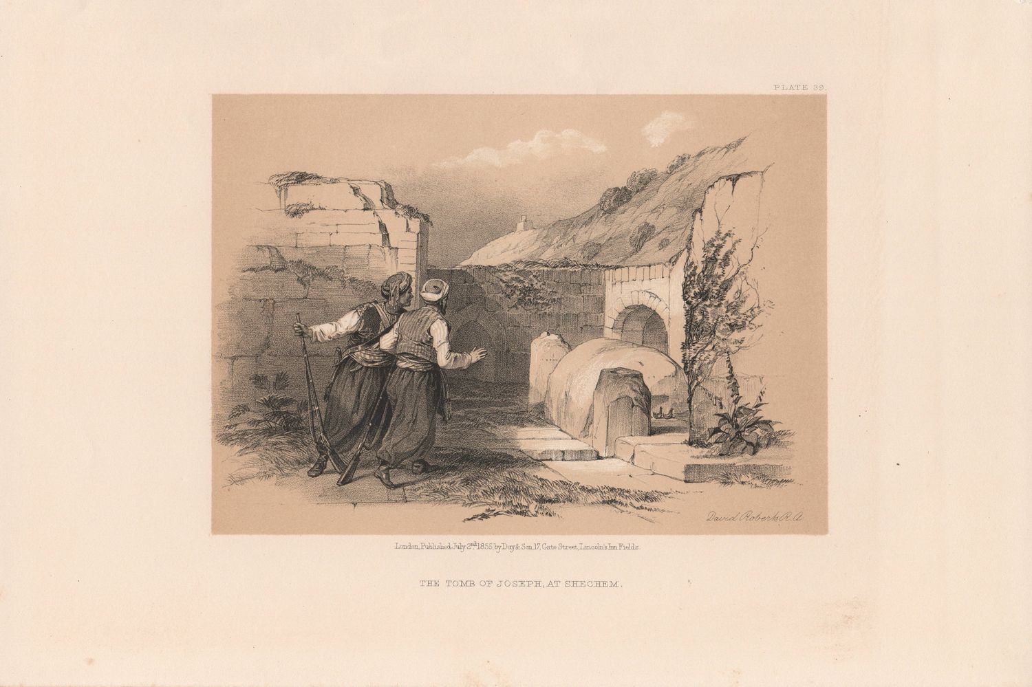 1856 Views of the Holy Land, Egypt &amp; Nubia by David Roberts - Plate #39 Tomb of Joseph at Shechem