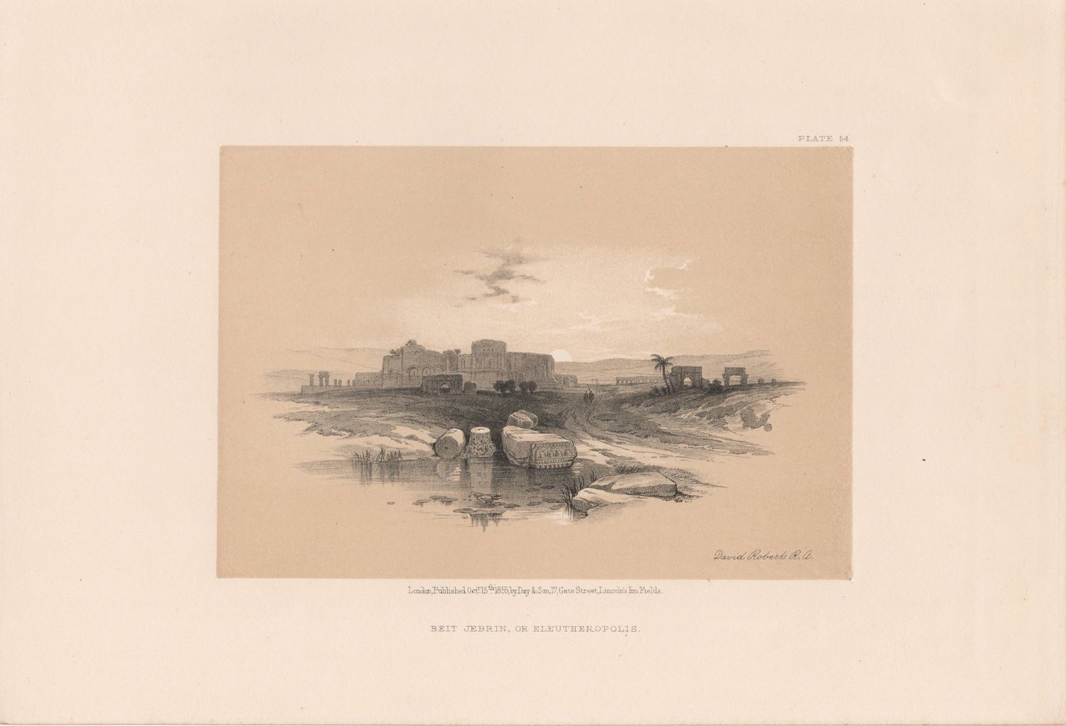 1856 Views of the Holy Land, Egypt &amp; Nubia by David Roberts - Plate #54 Beit Jebrin or Eleutheropolis