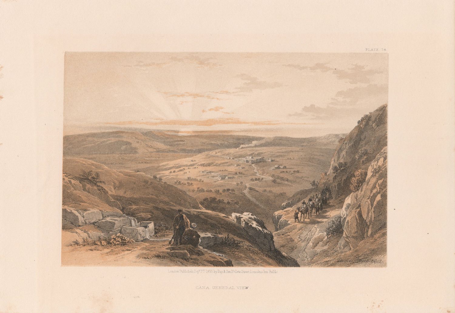 1856 Views of the Holy Land, Egypt &amp; Nubia by David Roberts - Plate #34 Cana General View