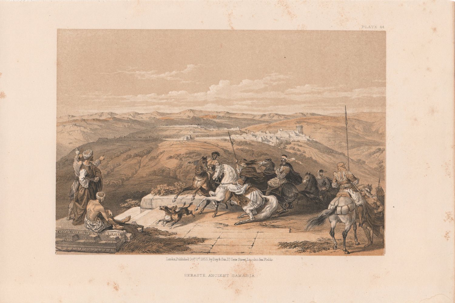1856 Views of the Holy Land, Egypt &amp; Nubia by David Roberts - Plate #44 Sebaste, Ancient Samaria