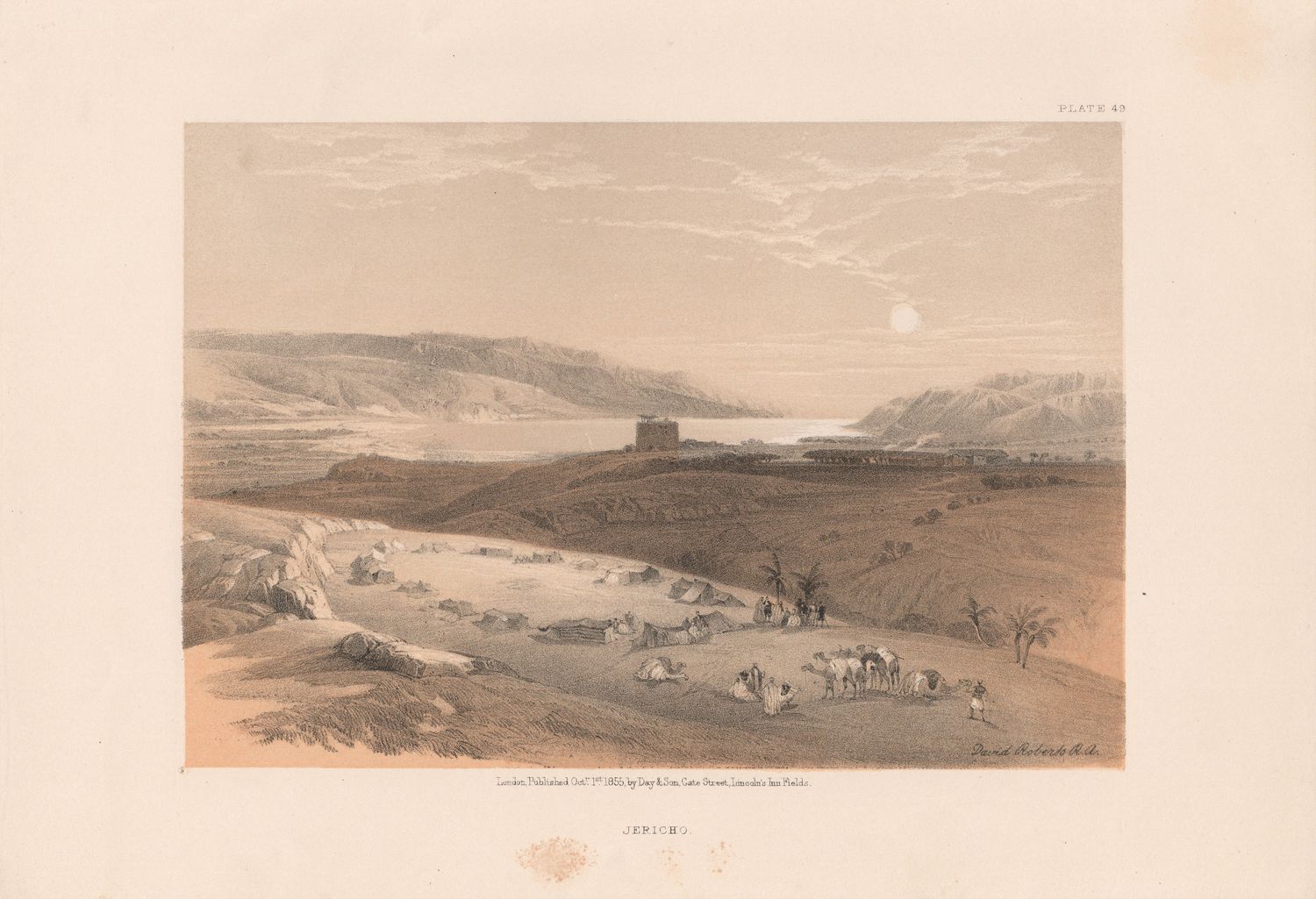 1856 Views of the Holy Land, Egypt &amp; Nubia by David Roberts - Plate #49 Jericho View