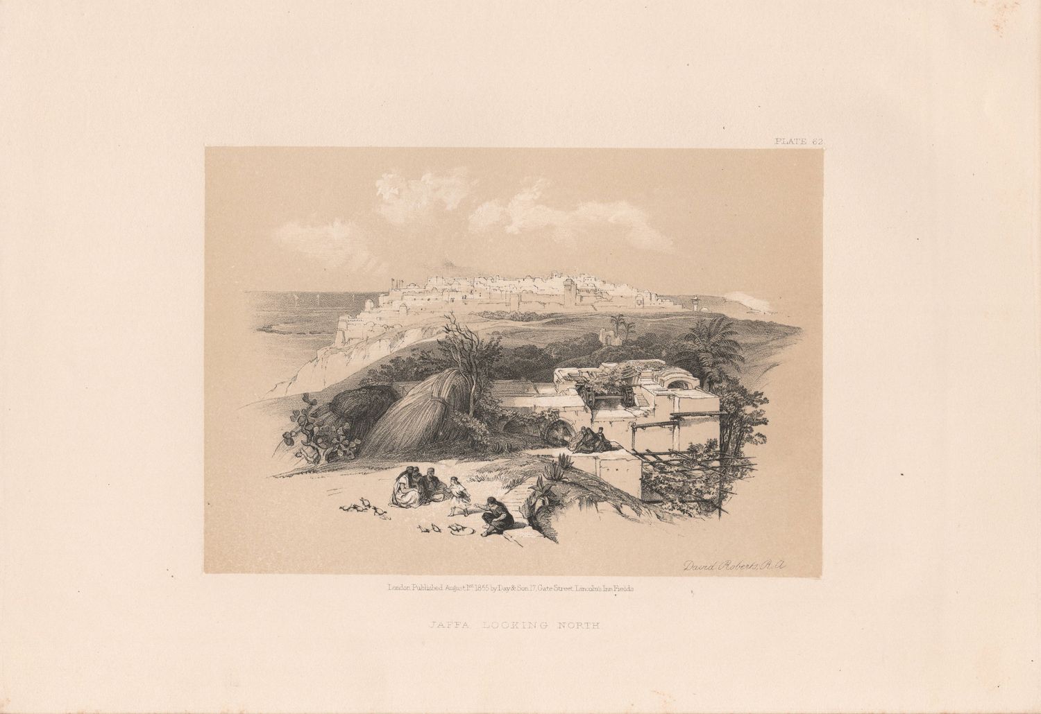 1856 Views of the Holy Land, Egypt &amp; Nubia by David Roberts - Plate #62 Jaffra , looking North