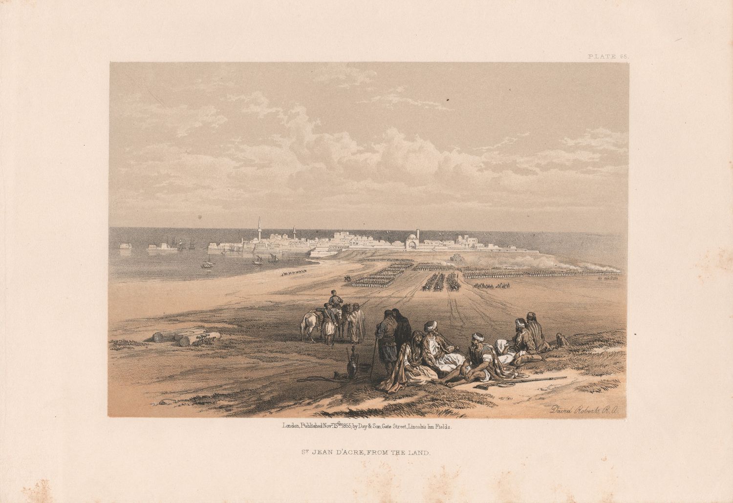1856 Views of the Holy Land, Egypt &amp; Nubia by David Roberts - Plate #65 St Jean D'Acre from the Land