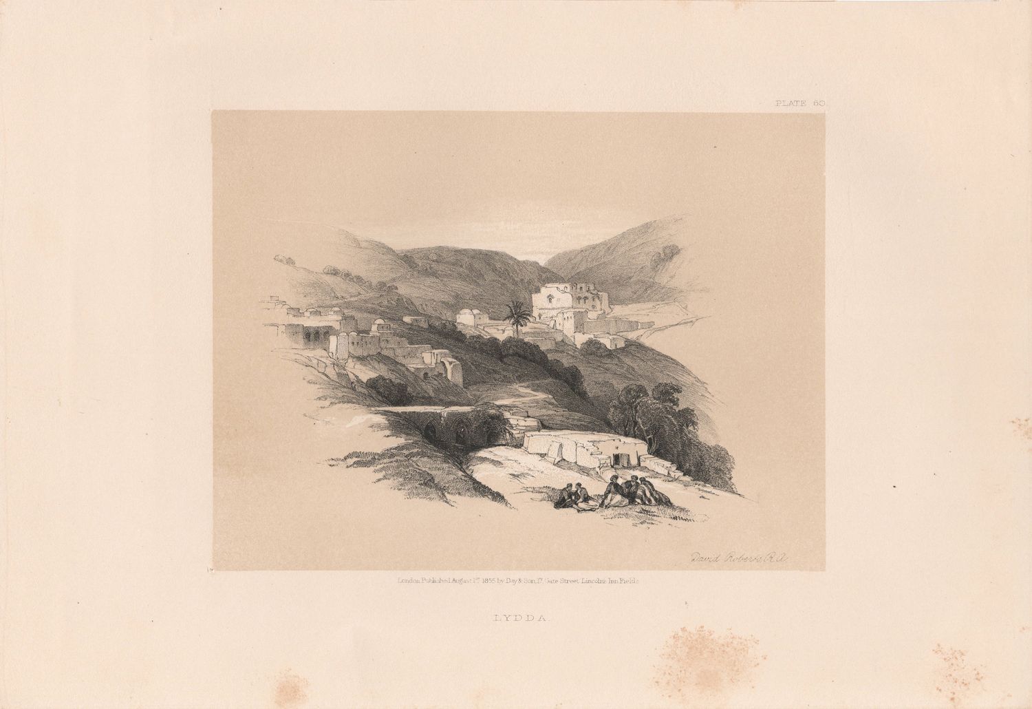 1856 Views of the Holy Land, Egypt &amp; Nubia by David Roberts - Plate #60 Lydda View