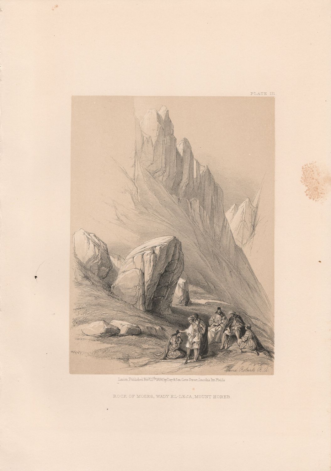 1856 Views of the Holy Land, Egypt &amp; Nubia by David Roberts - Plate # 111 Rock of Moses,  Mount Horeb