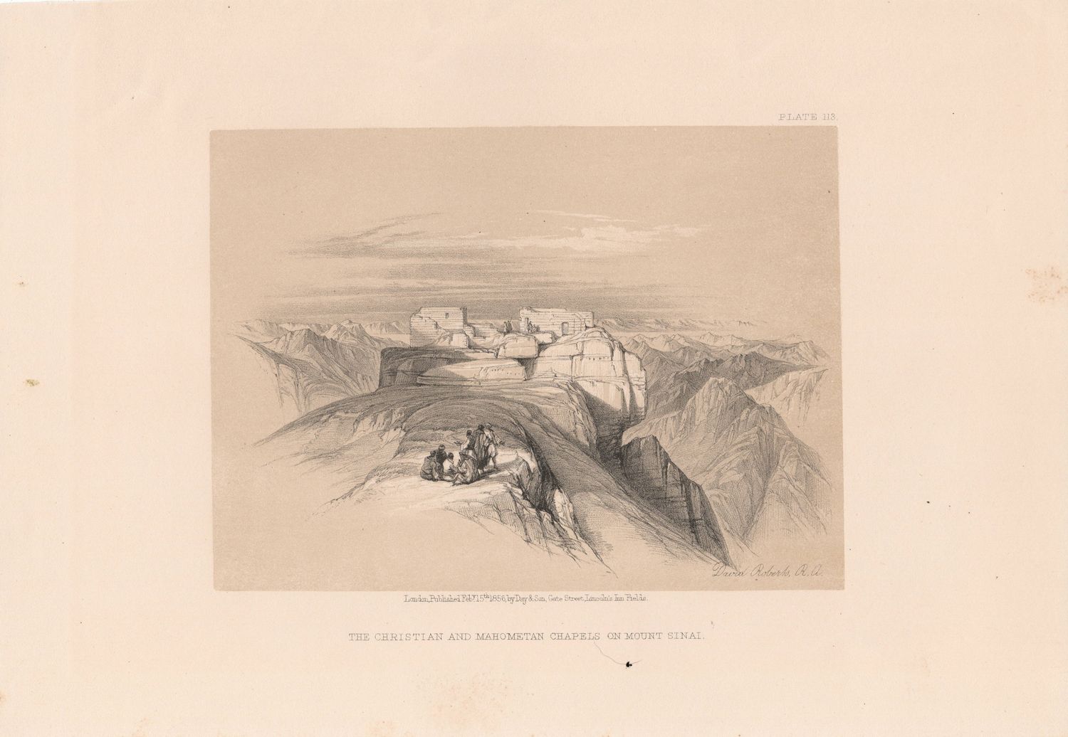 1856 Views of the Holy Land, Egypt &amp; Nubia by David Roberts - Plate # 113 The Christian &amp; Mahometan Chapels on Mount Sinai