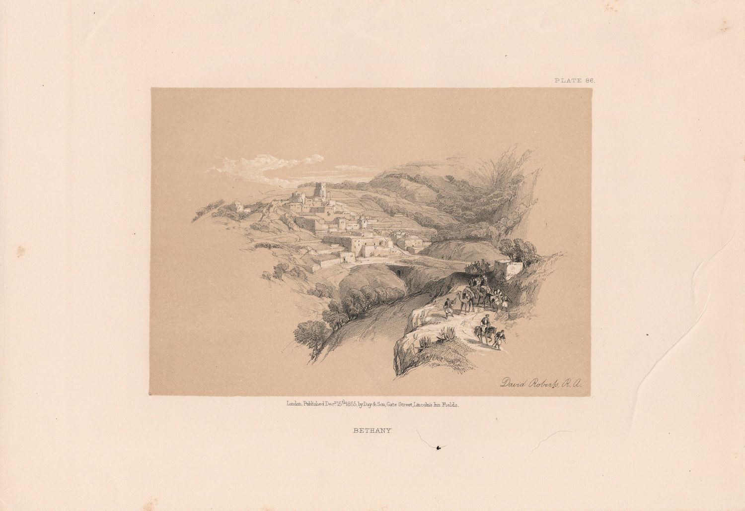 1856 Views of the Holy Land, Egypt &amp; Nubia by David Roberts - Plate # 86 Bethany View