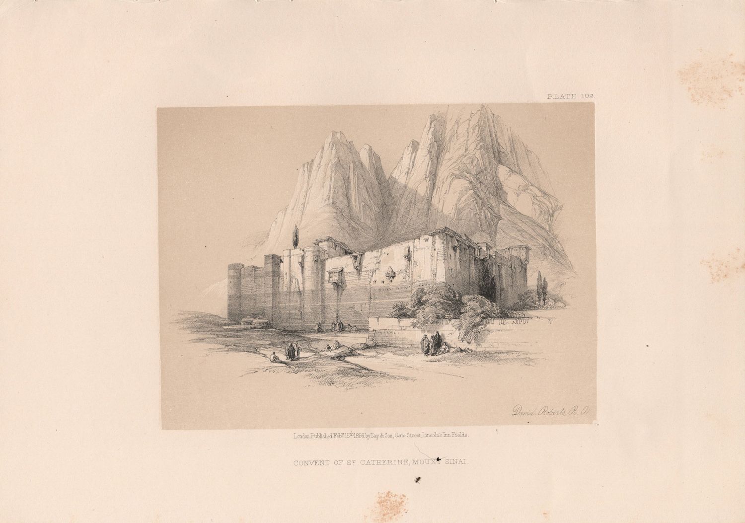1856 Views of the Holy Land, Egypt &amp; Nubia by David Roberts - Plate # 109 Convent of St catherine Mount Sinai