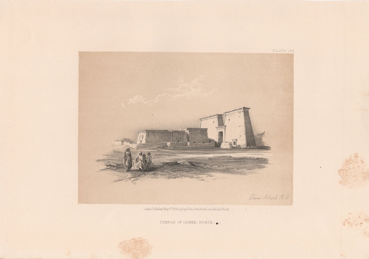 1856 Views of the Holy Land, Egypt &amp; Nubia by David Roberts - Plate # 144 Temple of Dakke Nubia