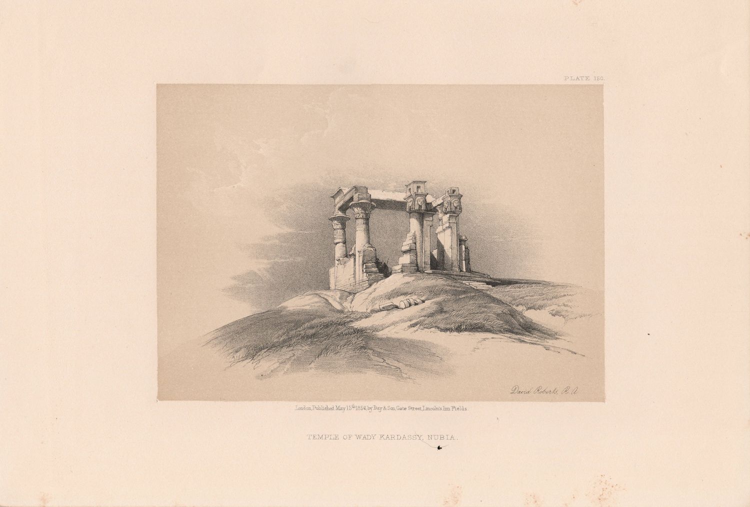1856 Views of the Holy Land, Egypt &amp; Nubia by David Roberts - Plate # 150 Temple of Wady Kardassy Nubia