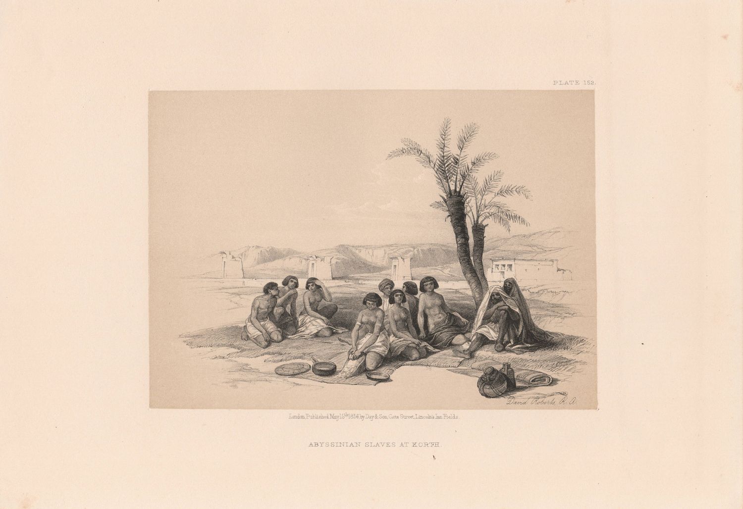 1856 Views of the Holy Land, Egypt &amp; Nubia by David Roberts - Plate # 152 Abyssinian Slaves at Korth
