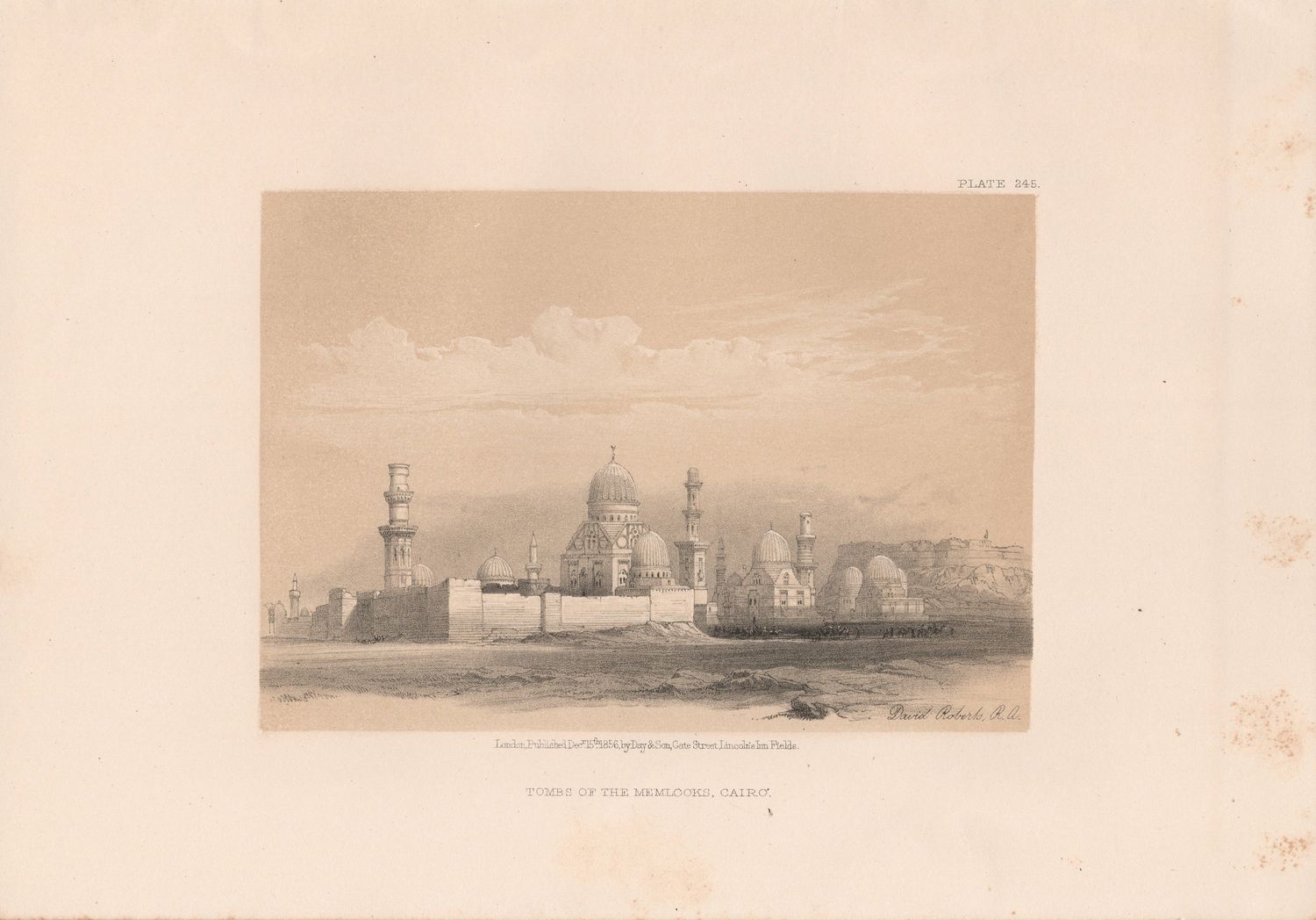 1856 Views of the Holy Land, Egypt &amp; Nubia by David Roberts - Plate # 245 Tombs of the Memlooks Cairo