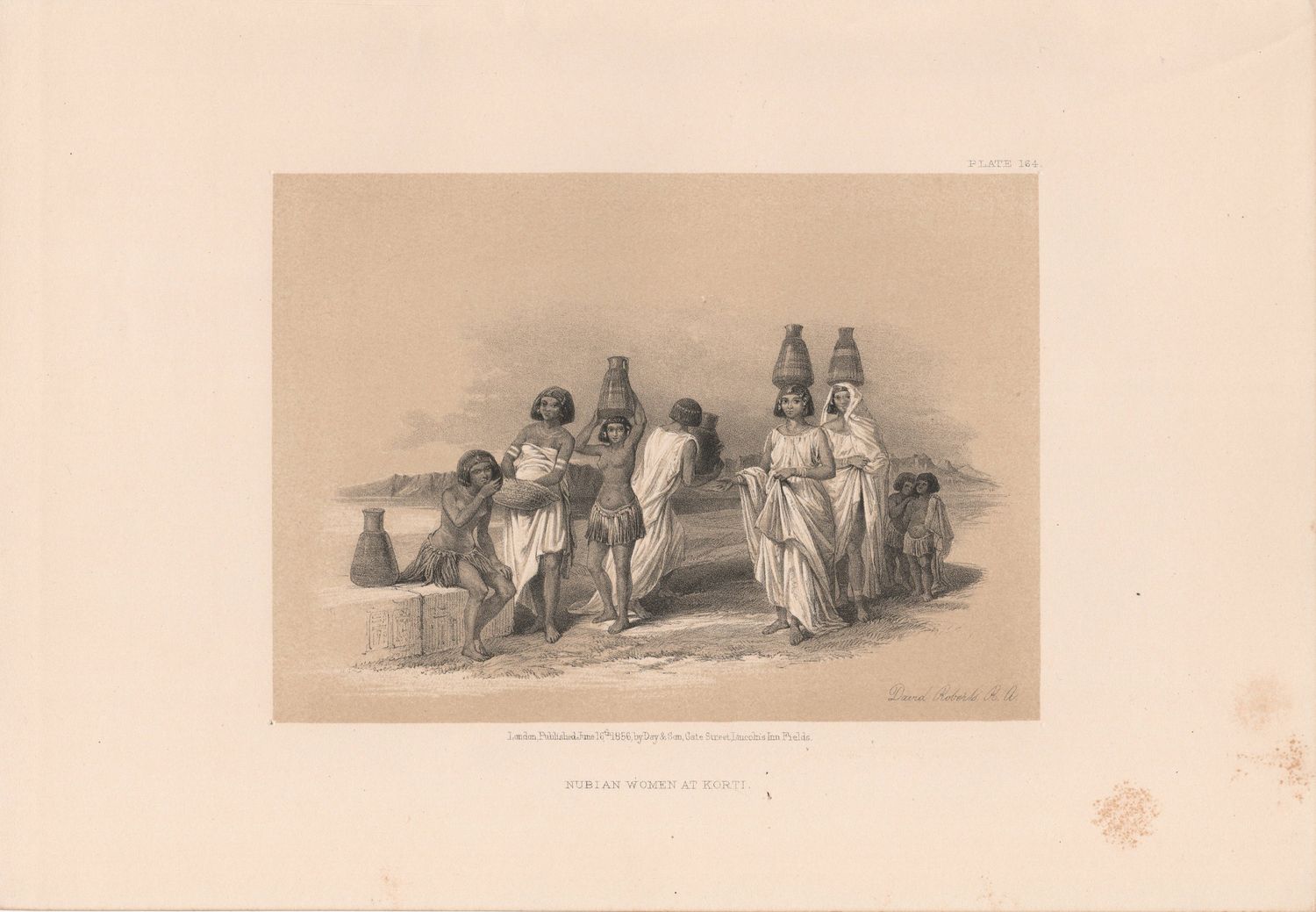 1856 Views of the Holy Land, Egypt &amp; Nubia by David Roberts - Plate # 164 Nubian Women at Korti