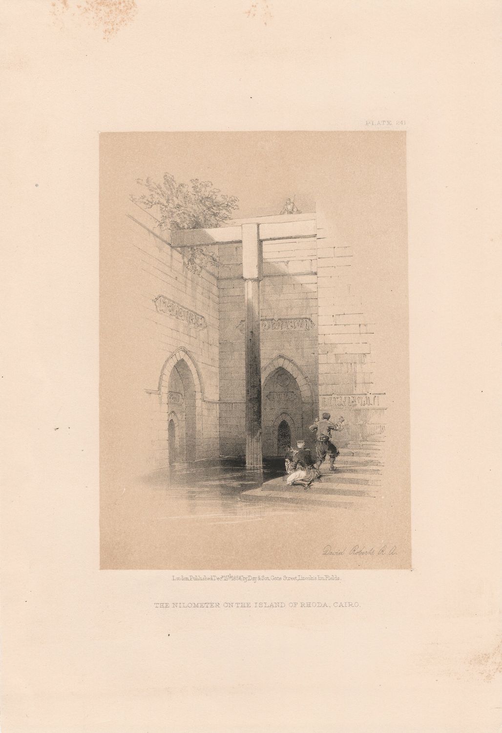 1856 Views of the Holy Land, Egypt &amp; Nubia by David Roberts - Plate # 241 The Nilometer on the Island of Rhoda, Cairo