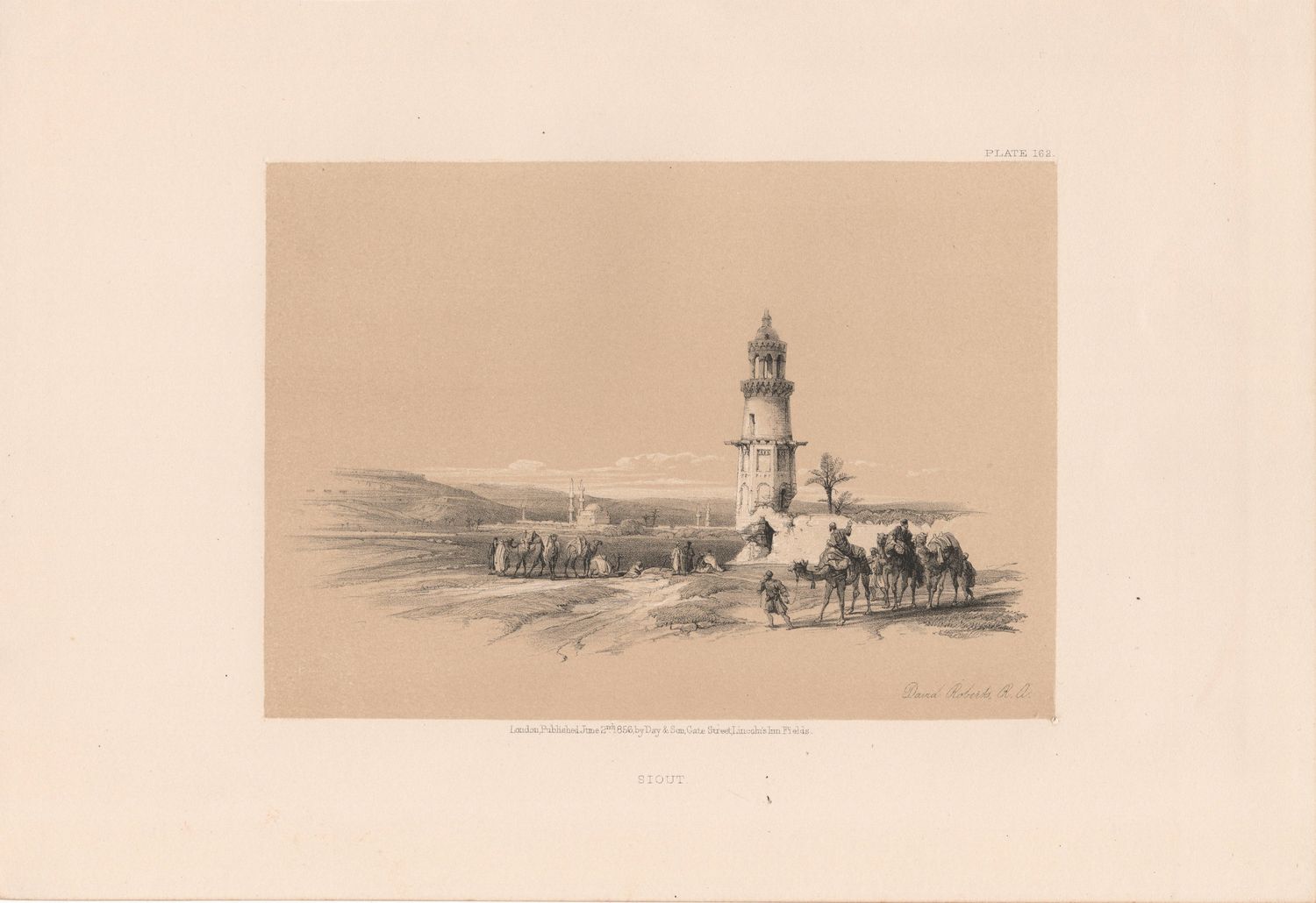 1856 Views of the Holy Land, Egypt &amp; Nubia by David Roberts - Plate # 162 Siout View