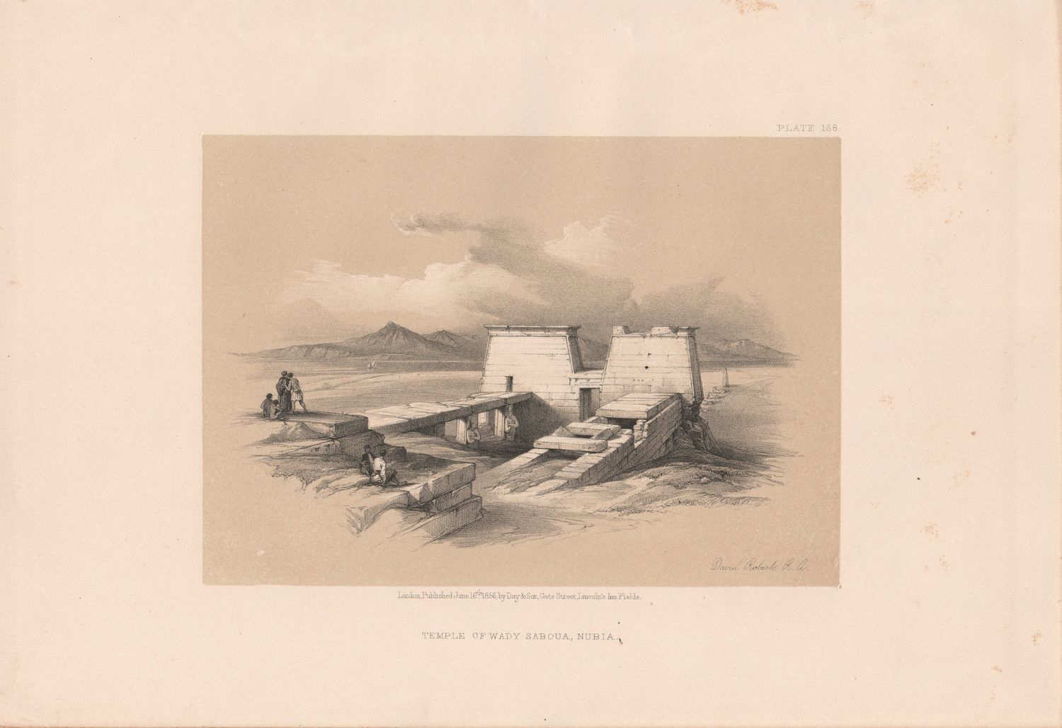 1856 Views of the Holy Land, Egypt &amp; Nubia by David Roberts - Plate # 168 Temple of Wady Saboua Nubia