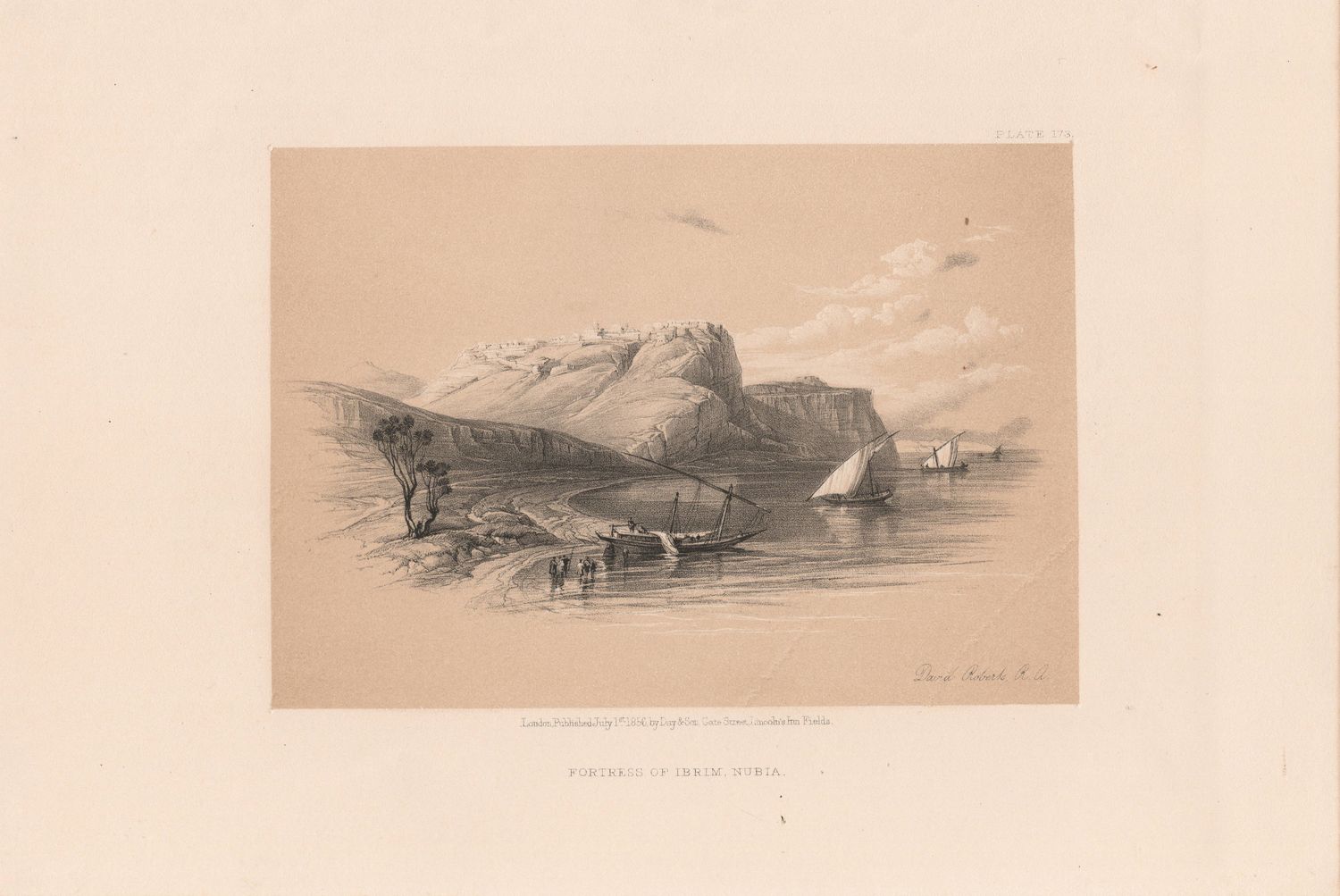 1856 Views of the Holy Land, Egypt &amp; Nubia by David Roberts - Plate # 173 Fortress of Ibrim Nibia