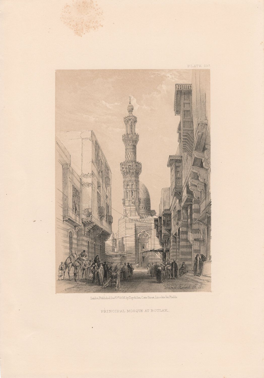 1856 Views of the Holy Land, Egypt &amp; Nubia by David Roberts - Plate # 237 Principal Mosque at Boulak