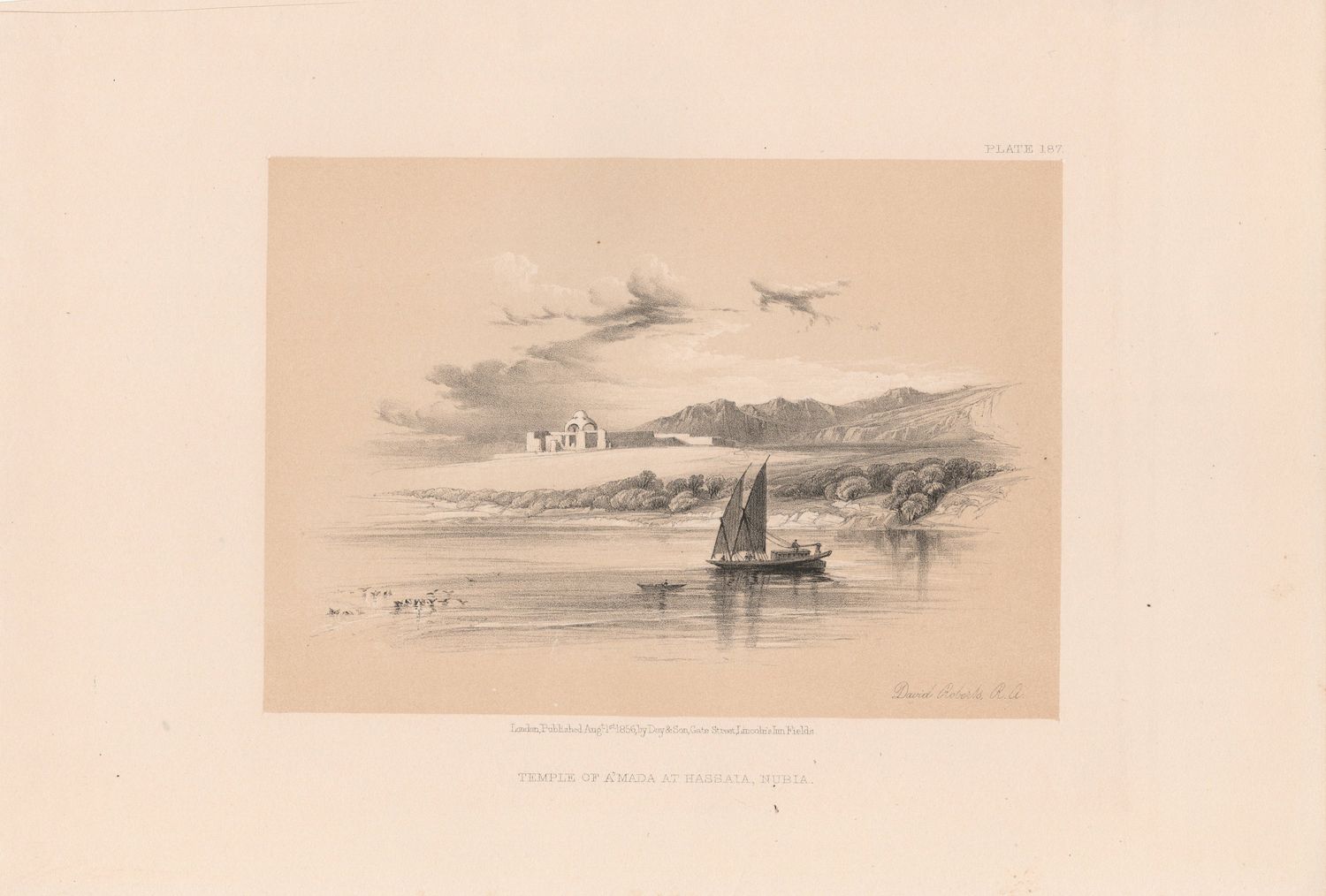 1856 Views of the Holy Land, Egypt &amp; Nubia by David Roberts - Plate # 187 Temple of Amada at Hassaia Nubia