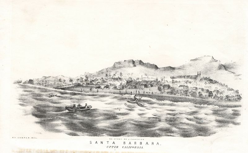 1853 View of Santa Barbara (in 1849)  by G.V.Cooper &amp;  J. Cameron
