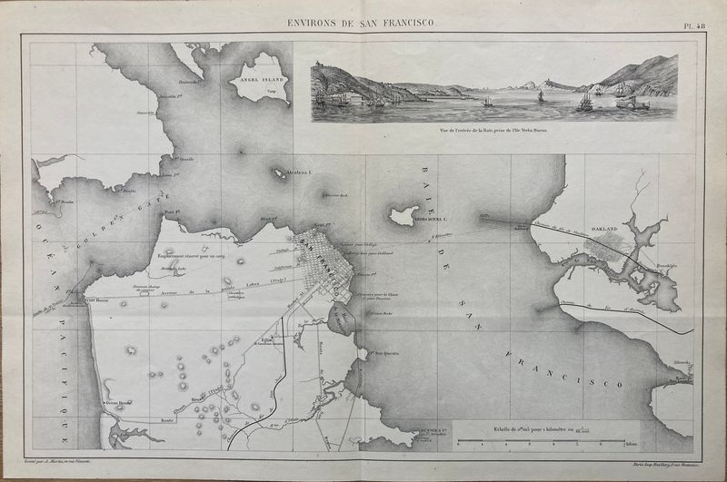 1850 View and Chart: Environs de San Francisco by Fraillery