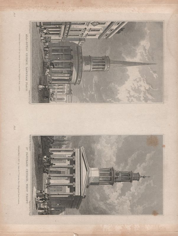1829 View from " London and its Environs " by T. Shepherd - All Soul's &amp; St Pancras Churches