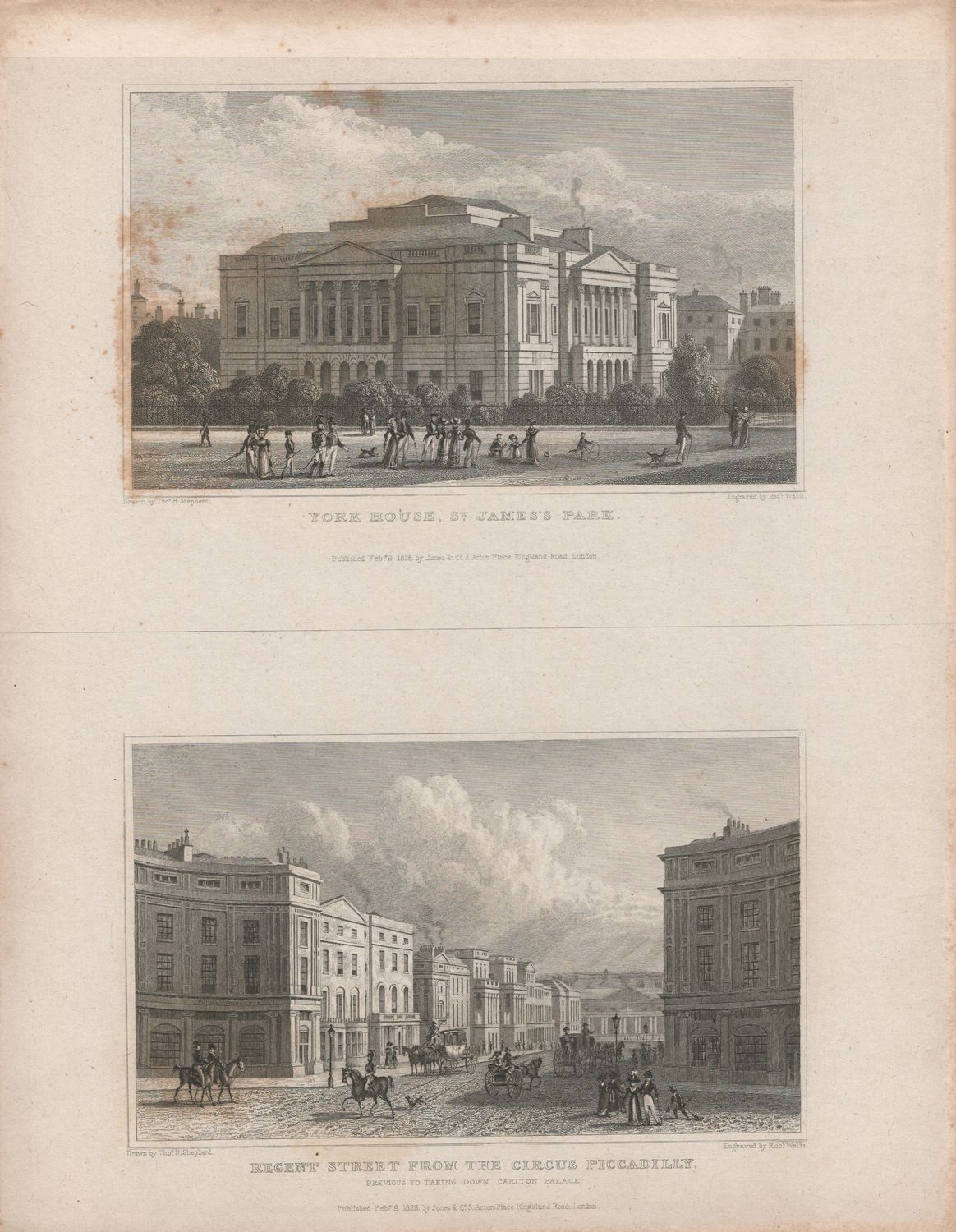 1829 View from &quot; London and its Environs &quot; by T. Shepherd - Regent Street from Circus Piccadilly