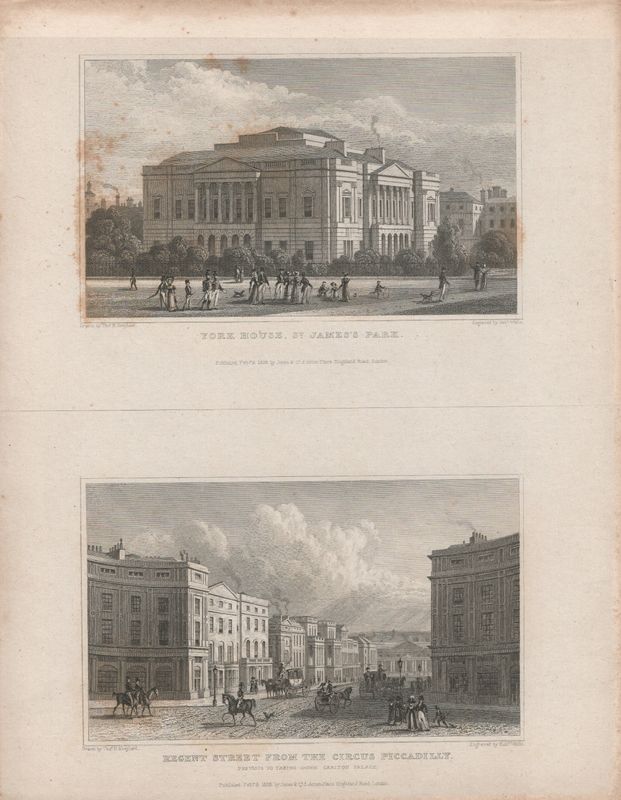 1829 View from " London and its Environs " by T. Shepherd - Regent Street from Circus Piccadilly