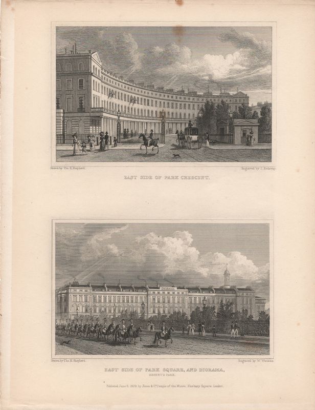 1829 View from " London and its Environs " by T. Shepherd -  East Side of Park Cresent &amp; Park Square