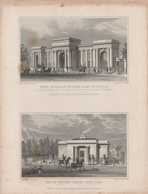 1829 View from " London and its Environs " by T. Shepherd - Hyde Park, Grand Entrance &amp; a New Lodge