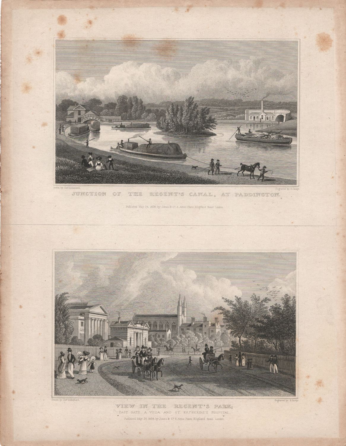 1829 View from &quot; London and its Environs &quot; by T. Shepherd - Regents Park , View &amp; Junction Regent&#39;s Canal at Paddington