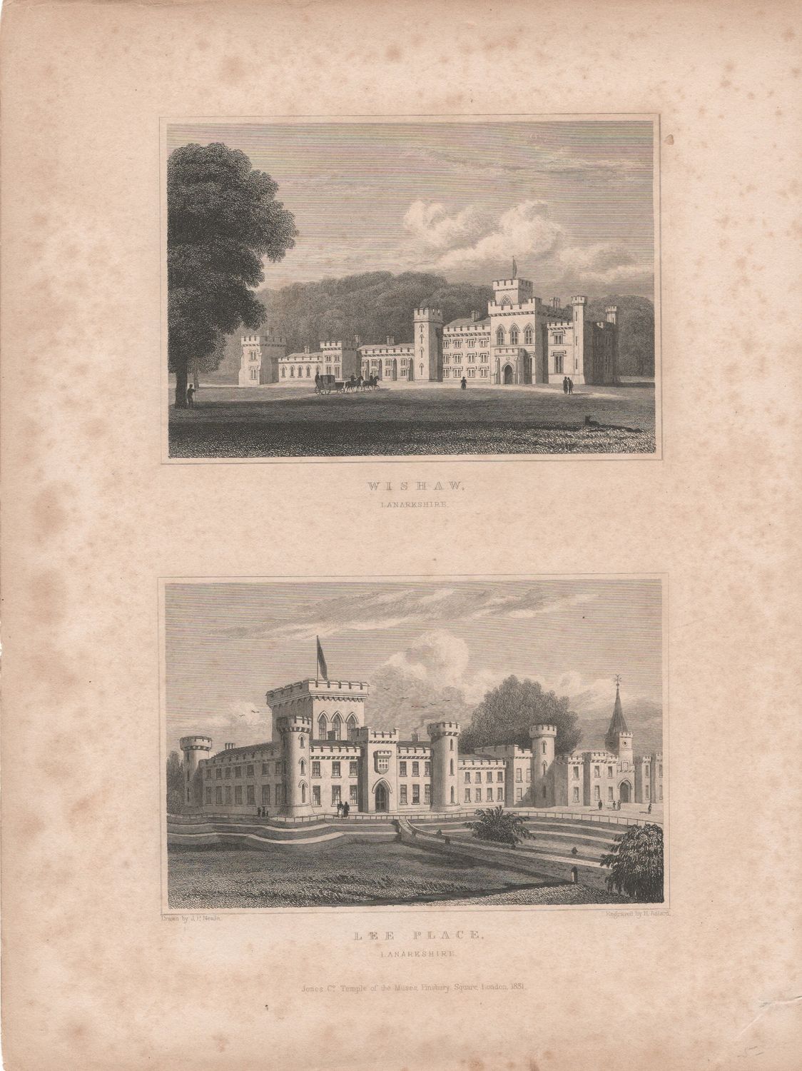 1831 View of Scotland - Lanarkshire, Wishaw &amp; Lee's Place