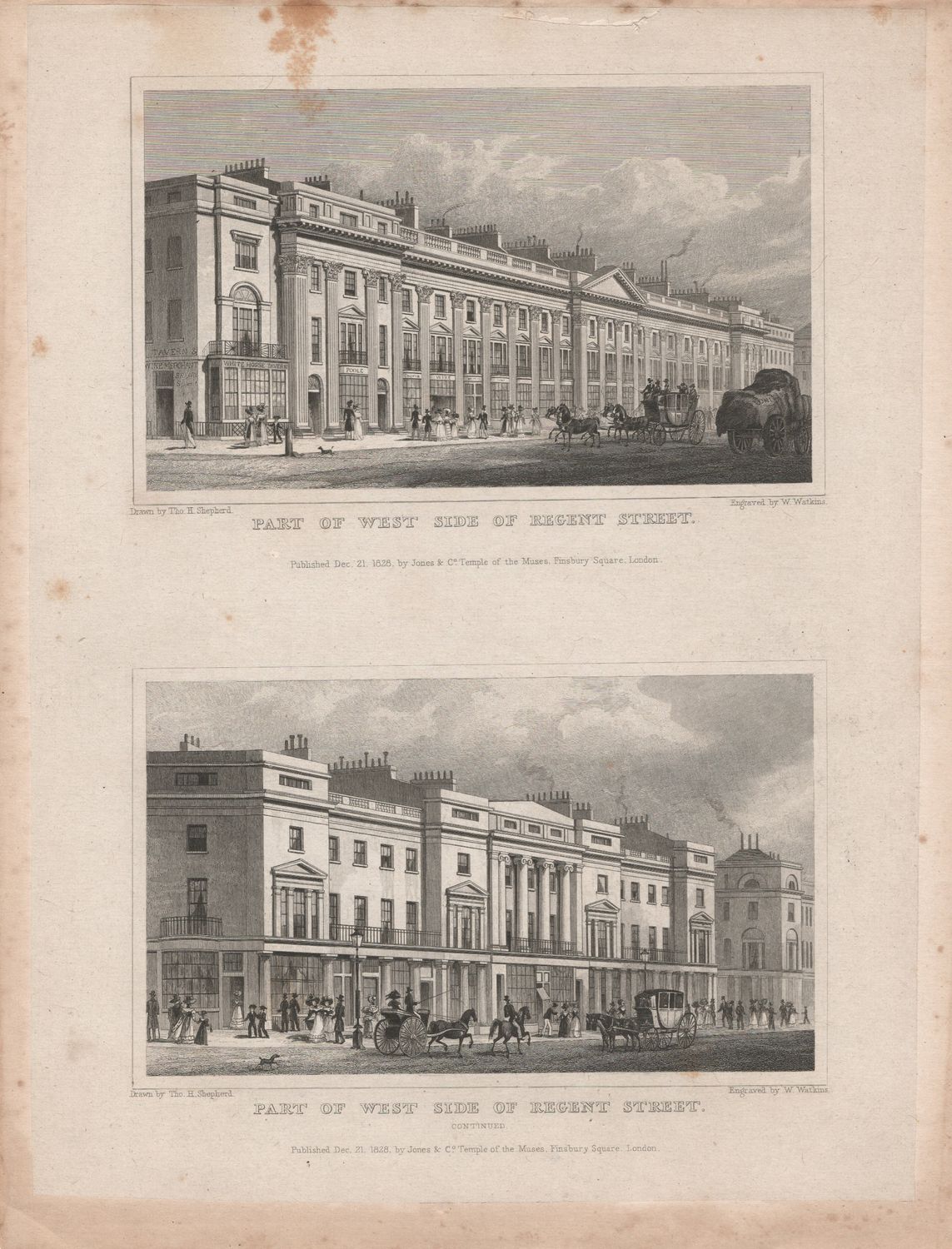 1829 View from &quot; London and its Environs &quot; by T. Shepherd - Parts of the West Side of Regent Street