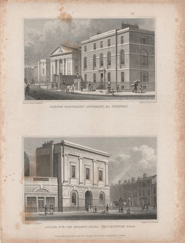 1829 View from " London and its Environs " by T. Shepherd - London Opthalmic Infirmary &amp; Asylum for the Indigent Blind, Westminster Road